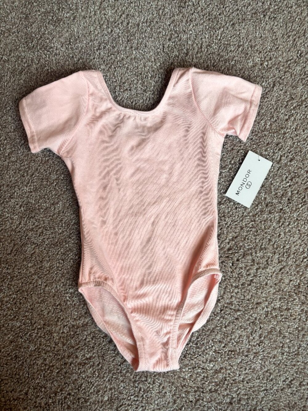 NEW Mondor Girls' 6X-7 Short-Sleeve Dance Ballet Leotard/Bodysuit Pink